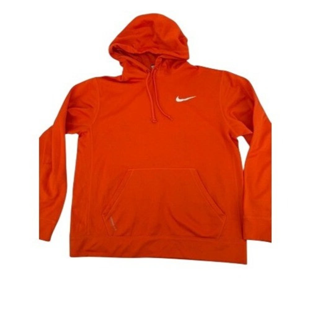 Nike Hoodie Mens Medium Orange Therma-FIT Pullover Swoosh Athletic Sportswear